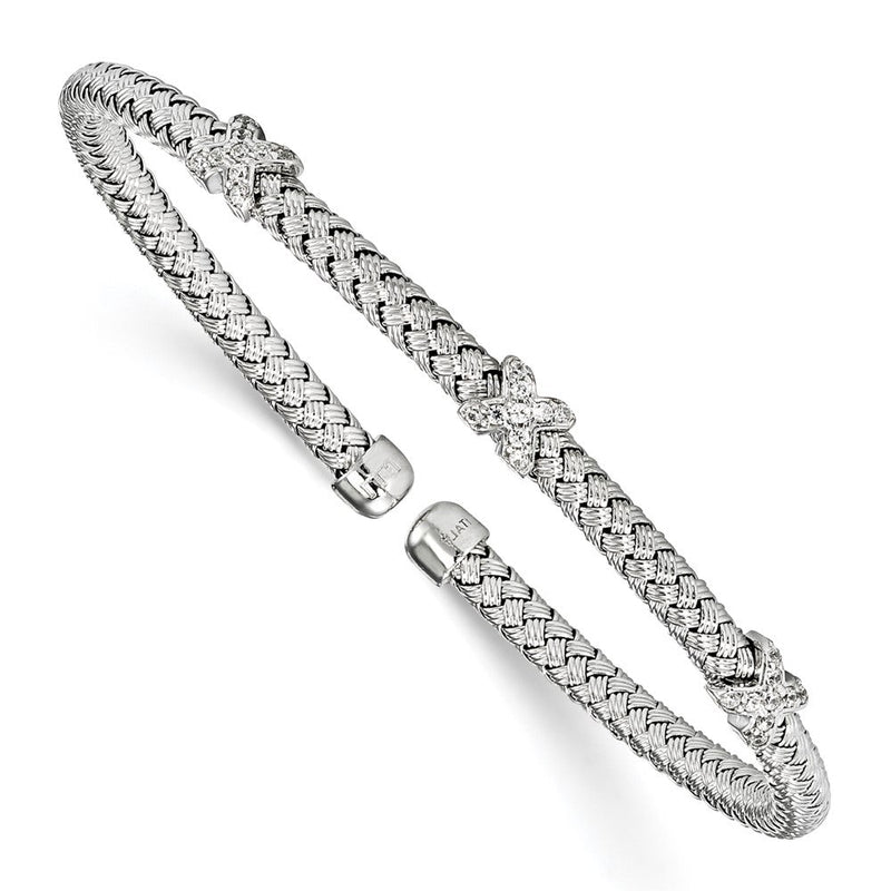 Sterlingsilber Rhodiniert Zirkonia Geflochten Manschette