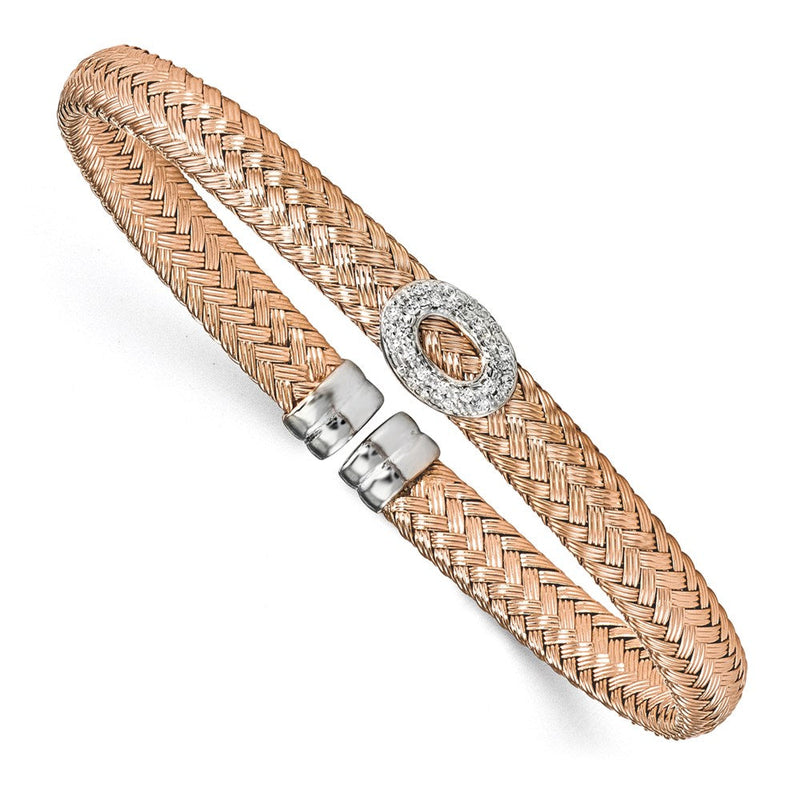 Sterlingsilber Roséfarben Zirkonia Geflochten Manschette