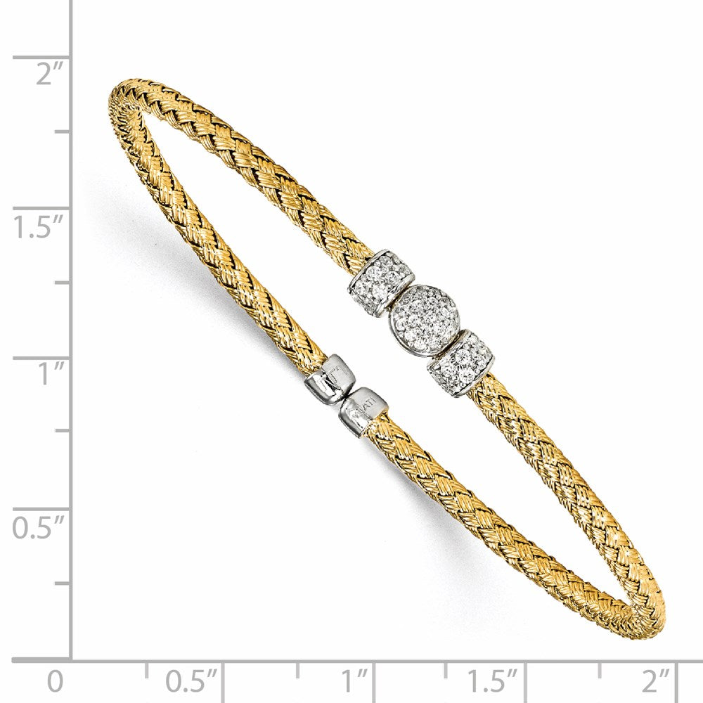 Sterlingsilber Rhodiniert und Vergoldet Zirkonia Geflochten Manschette