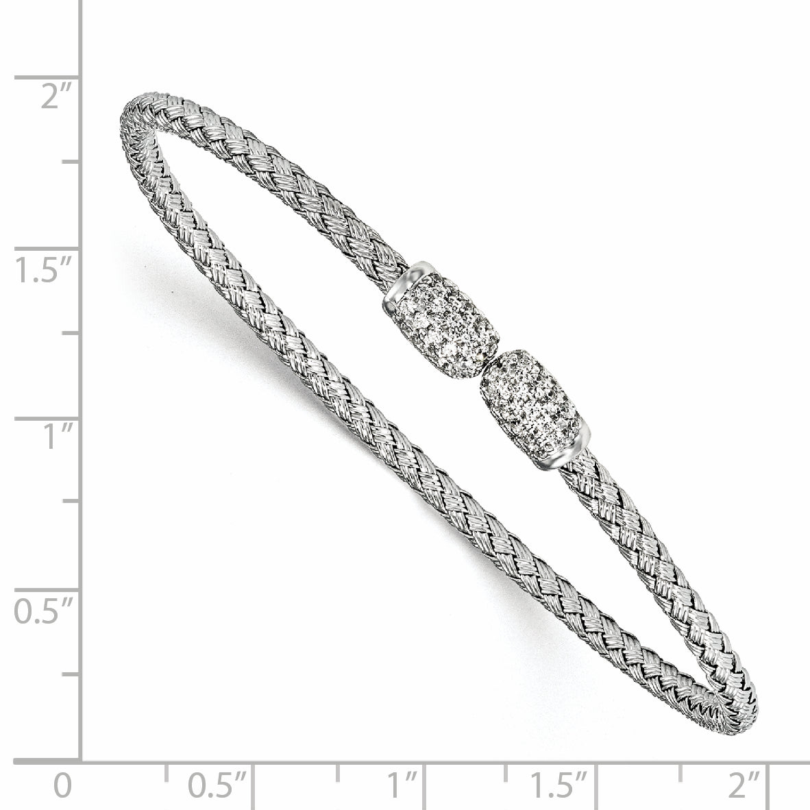 Sterlingsilber Rhodiniert Zirkonia Geflochten Manschette