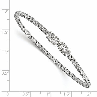 Sterlingsilber Rhodiniert Zirkonia Geflochten Manschette