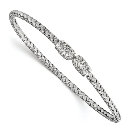 Sterlingsilber Rhodiniert Zirkonia Geflochten Manschette