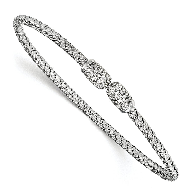 Sterlingsilber Rhodiniert Zirkonia Geflochten Manschette