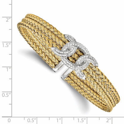 Sterlingsilber Rhodiniert und Vergoldet Zirkonia Geflochten Manschette