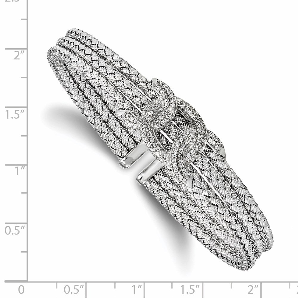 Sterlingsilber Rhodiniert Zirkonia Geflochten Manschette