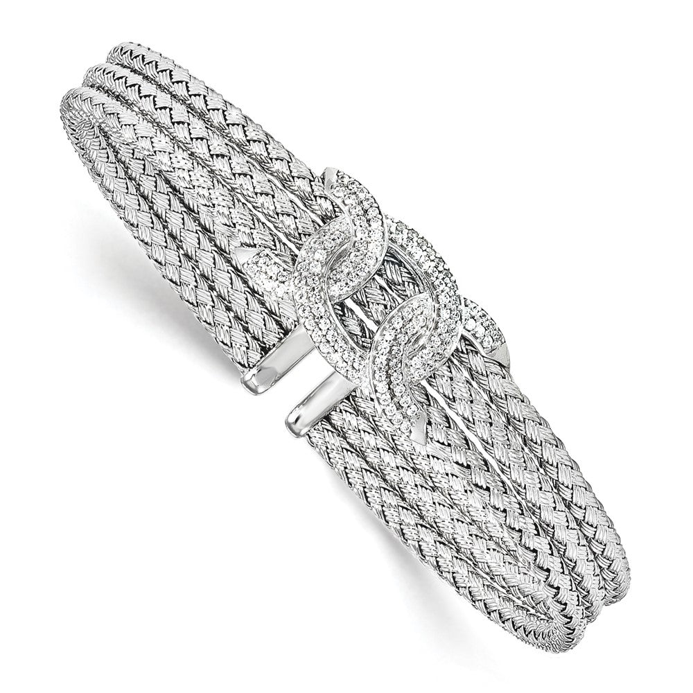Sterlingsilber Rhodiniert Zirkonia Geflochten Manschette
