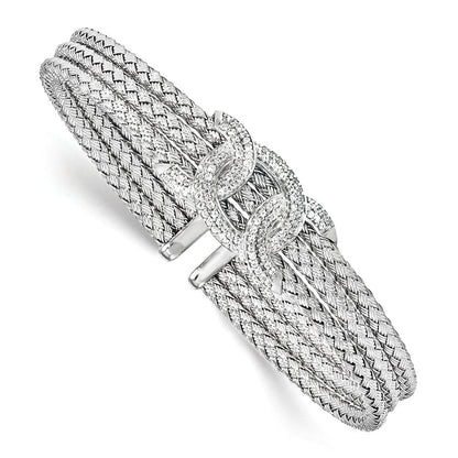 Sterlingsilber Rhodiniert Zirkonia Geflochten Manschette