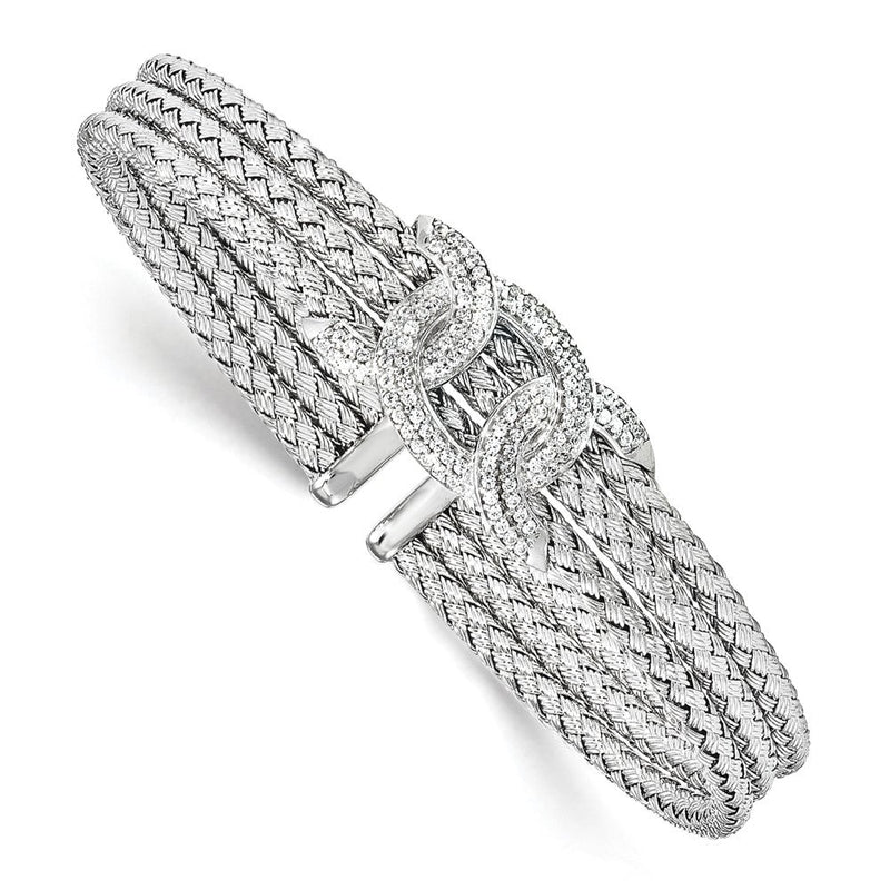 Sterlingsilber Rhodiniert Zirkonia Geflochten Manschette