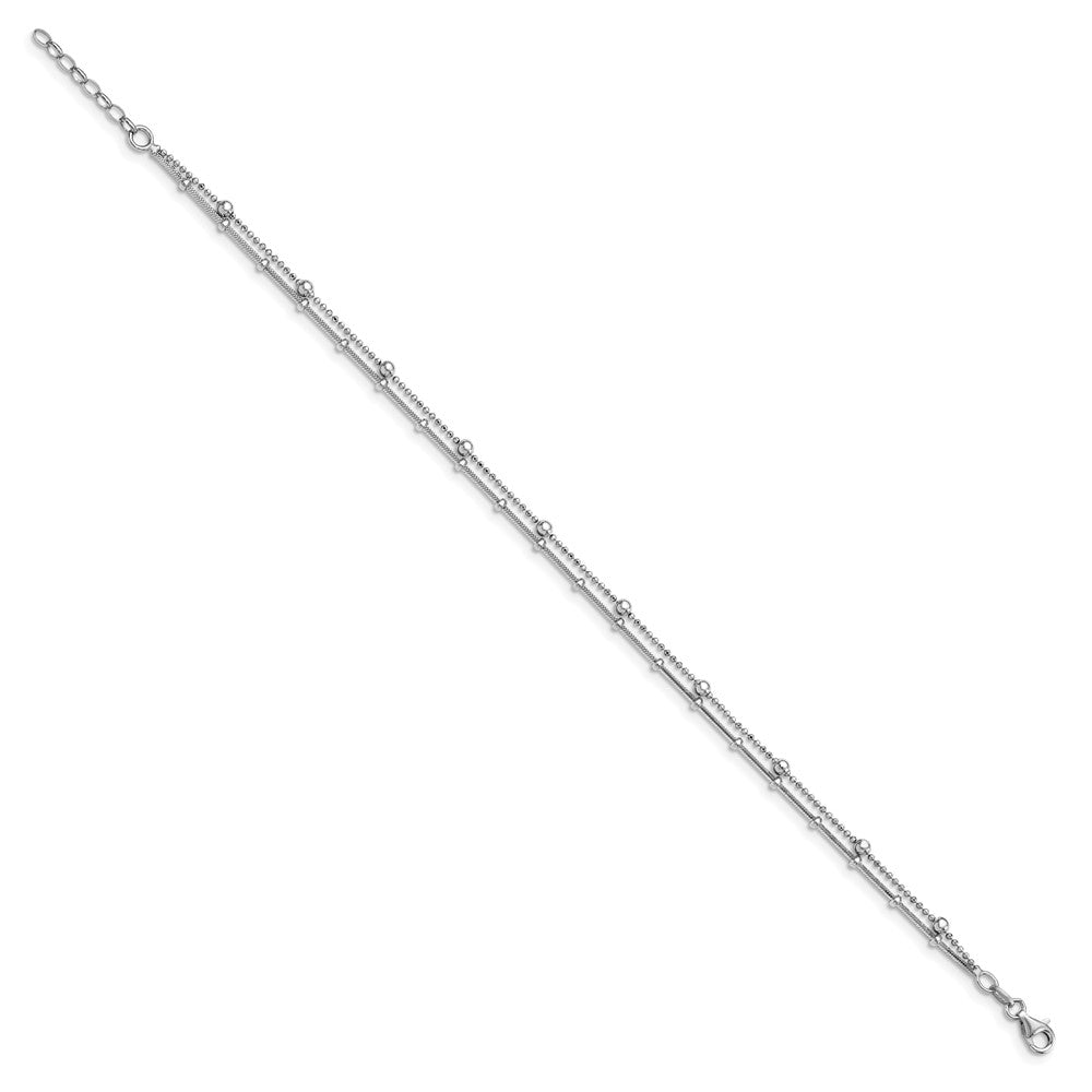 Sterlingsilber Doppelt Strang Mit. Verlängerung. Kette Fußkettchen