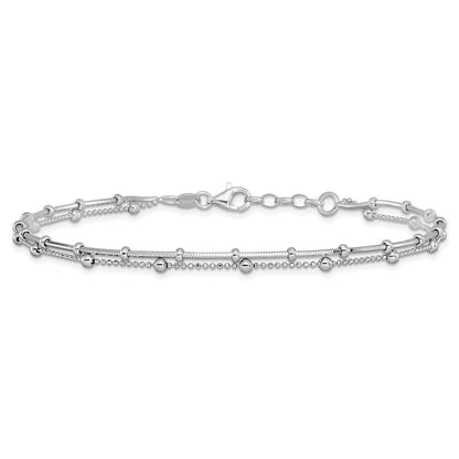 Sterlingsilber Doppelt Strang Mit. Verlängerung. Kette Fußkettchen