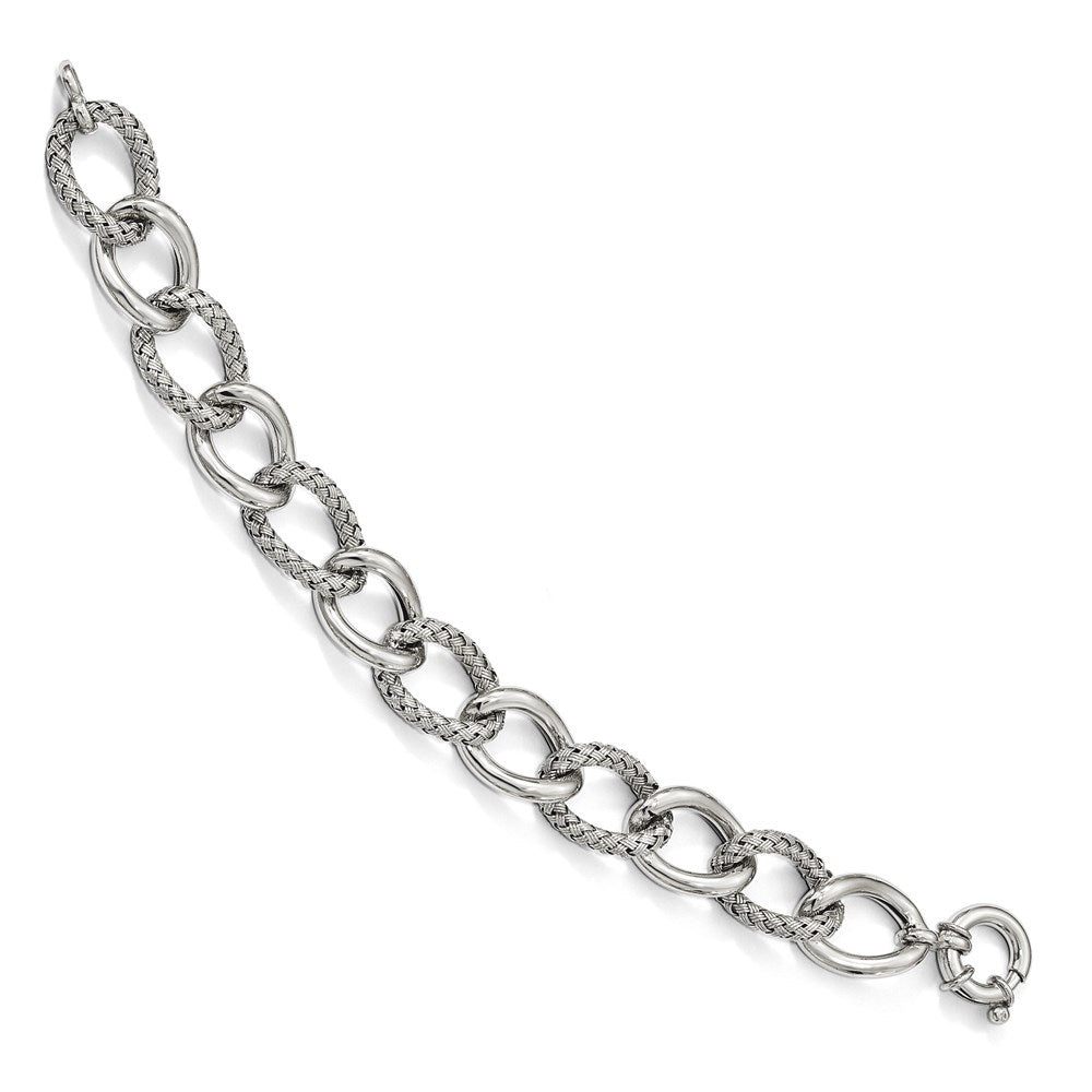 7 Zoll Sterlingsilber Poliert Geflochten Armband