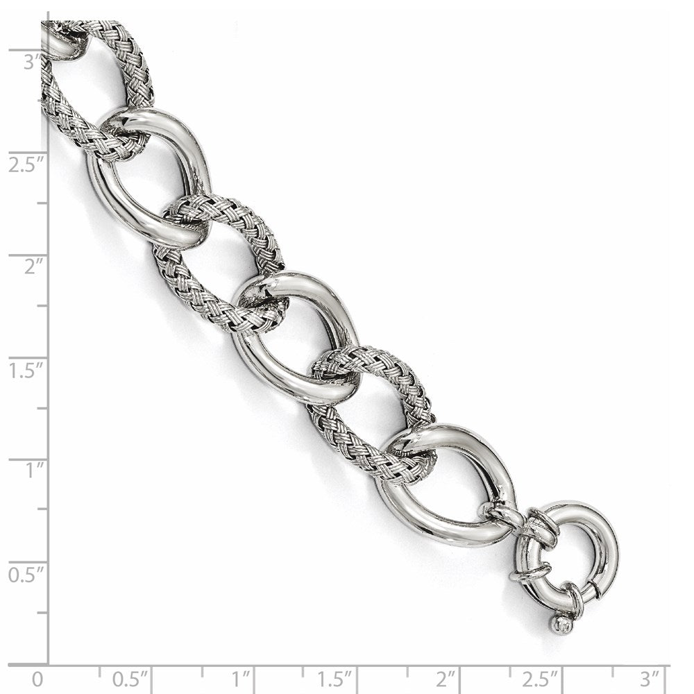 7 Zoll Sterlingsilber Poliert Geflochten Armband