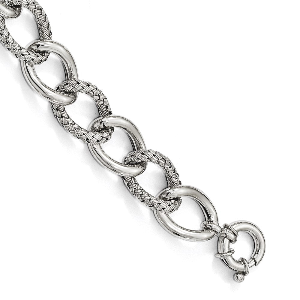 7 Zoll Sterlingsilber Poliert Geflochten Armband