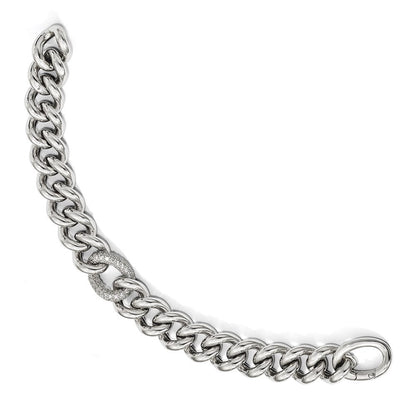 7 Zoll Sterlingsilber Zirkonia Poliert Geflochten Armband