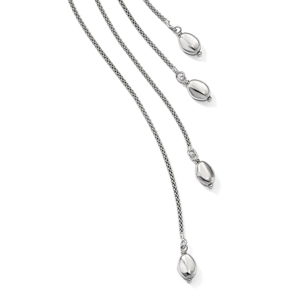 Sterlingsilber Poliert Multi-strand Perle Hängend Knoten Halskette