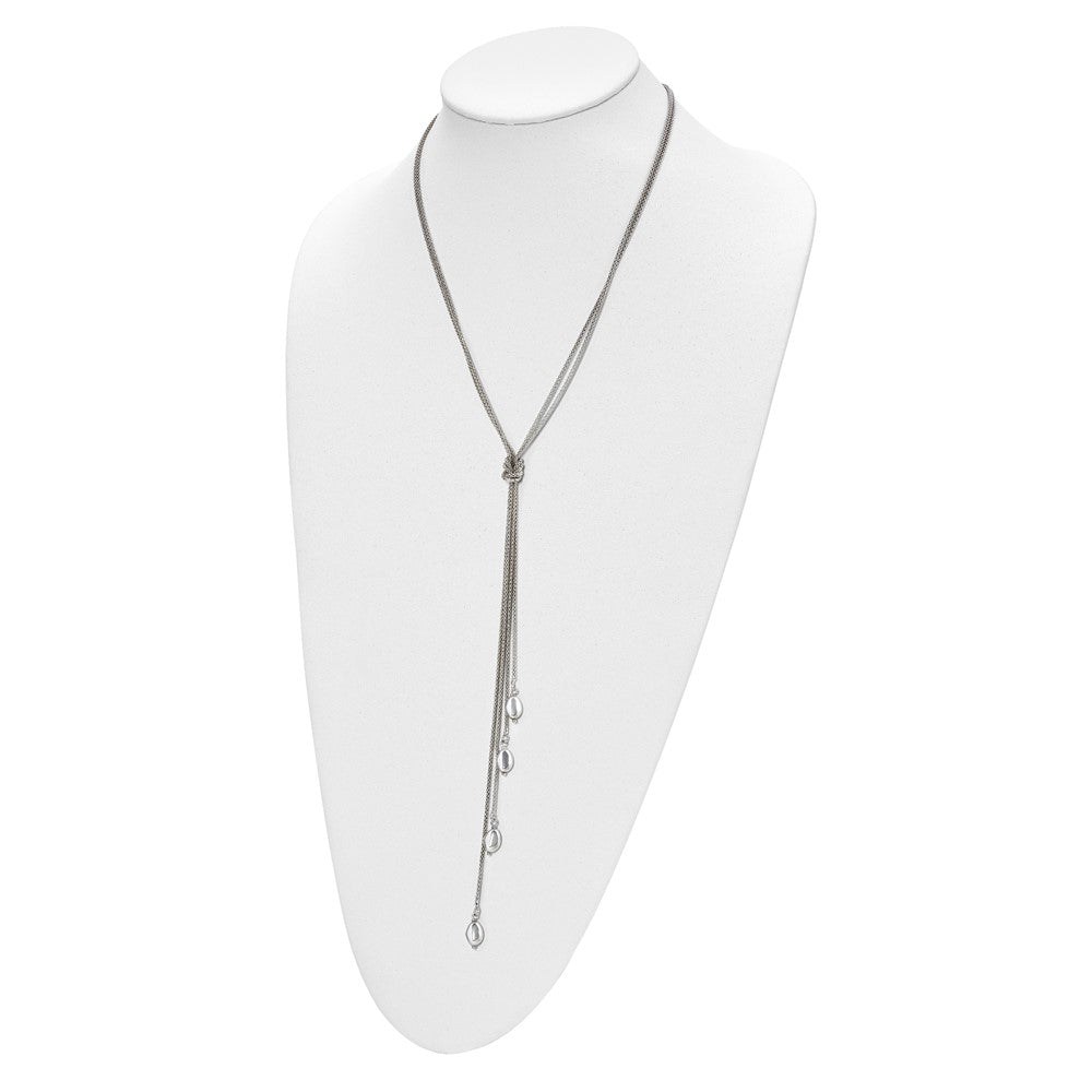 Sterlingsilber Poliert Multi-strand Perle Hängend Knoten Halskette