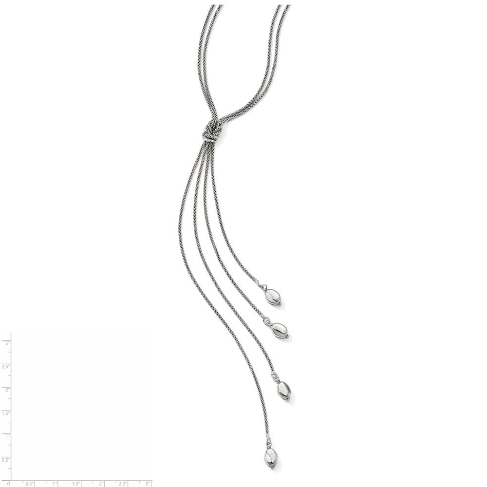 Sterlingsilber Poliert Multi-strand Perle Hängend Knoten Halskette