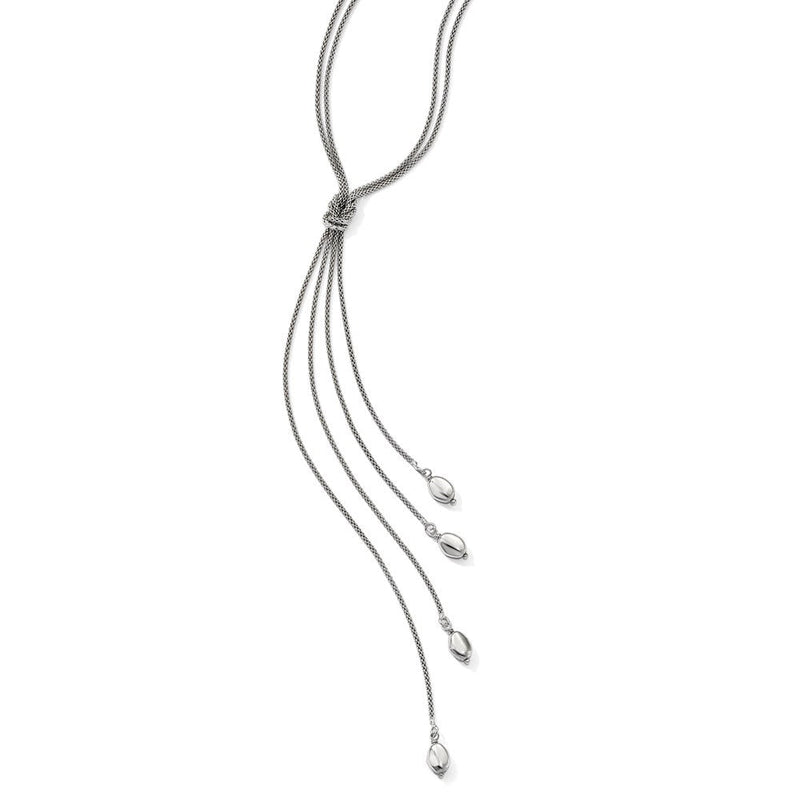 Sterlingsilber Poliert Multi-strand Perle Hängend Knoten Halskette