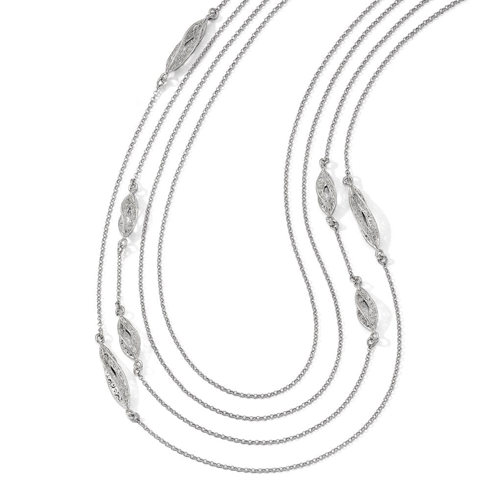 Sterlingsilber Poliert Filigran Multi-strand Fantasie Halskette