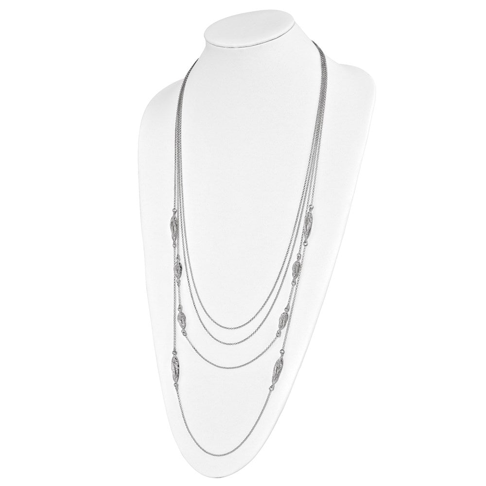 Sterlingsilber Poliert Filigran Multi-strand Fantasie Halskette