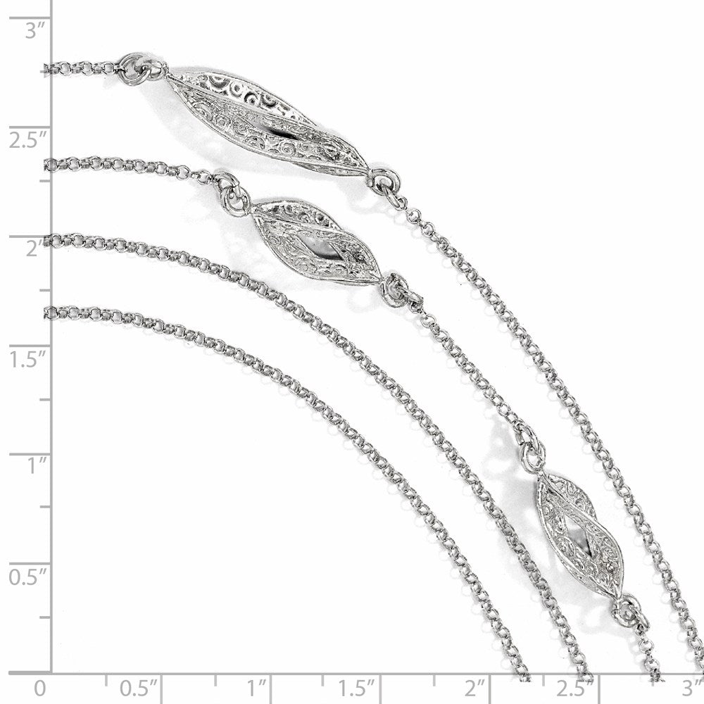 Sterlingsilber Poliert Filigran Multi-strand Fantasie Halskette