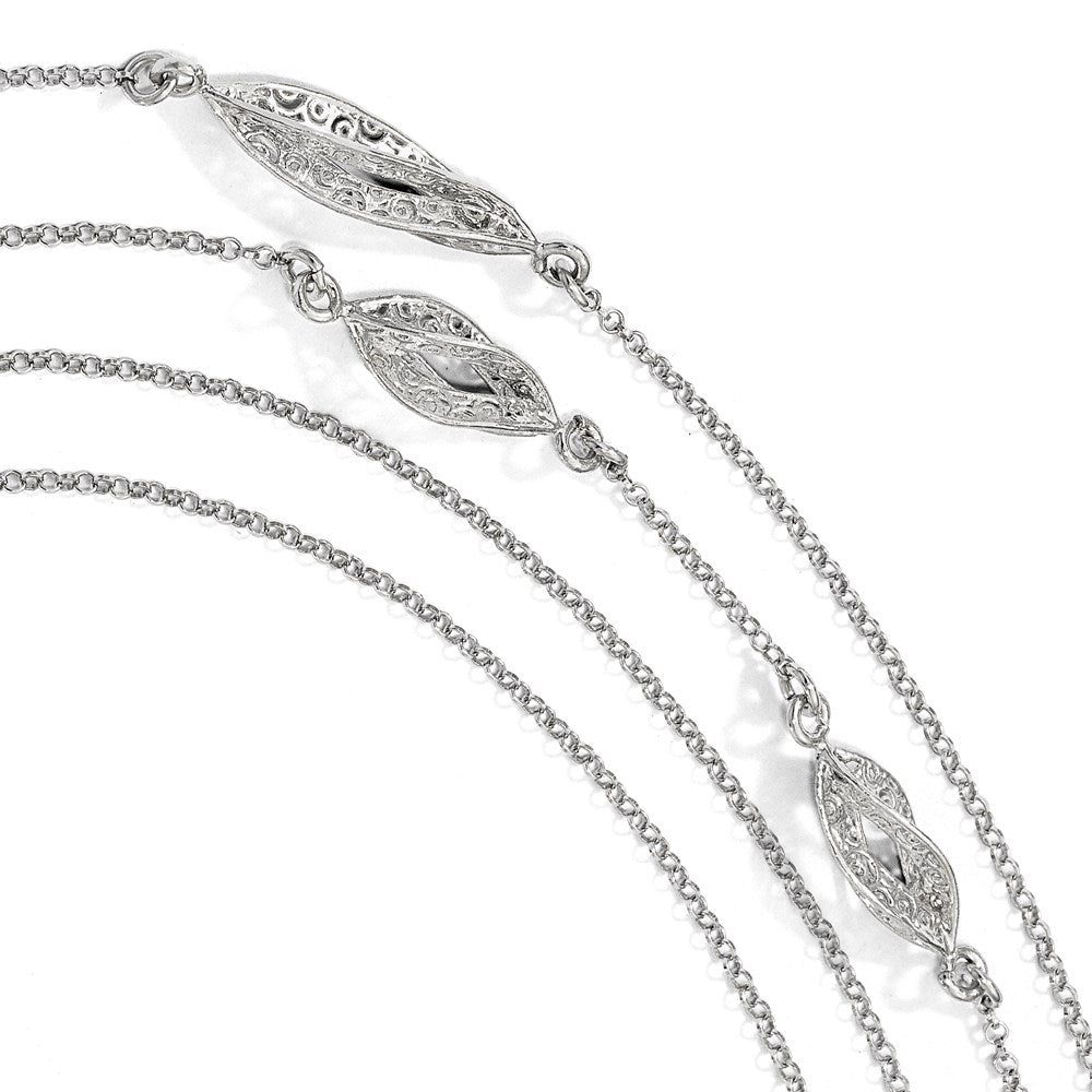 Sterlingsilber Poliert Filigran Multi-strand Fantasie Halskette