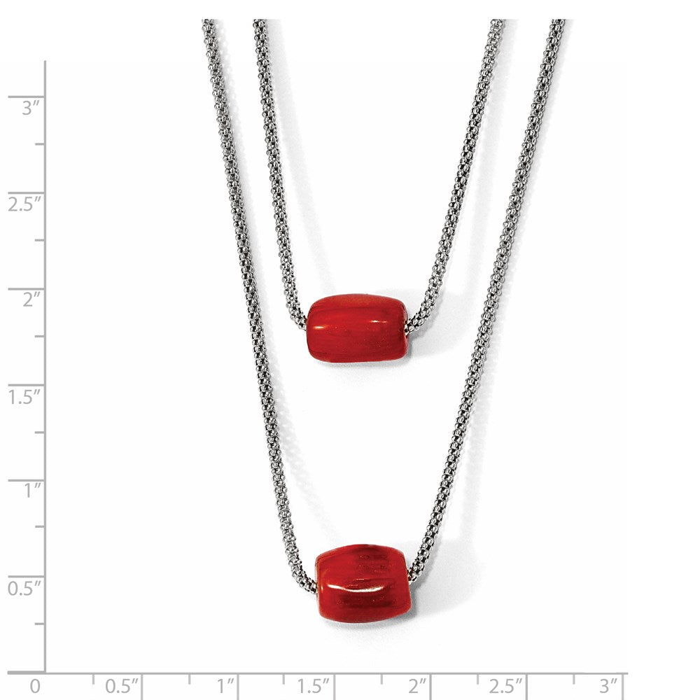 Sterlingsilber Poliert Doppelt-strand Rot Tiger Stein Halskette