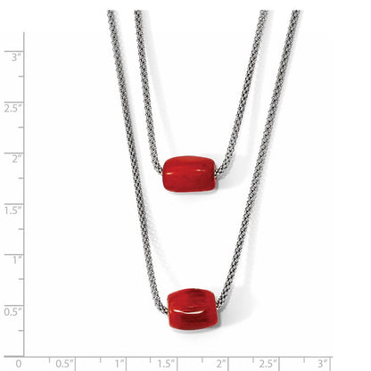 Sterlingsilber Poliert Doppelt-strand Rot Tiger Stein Halskette