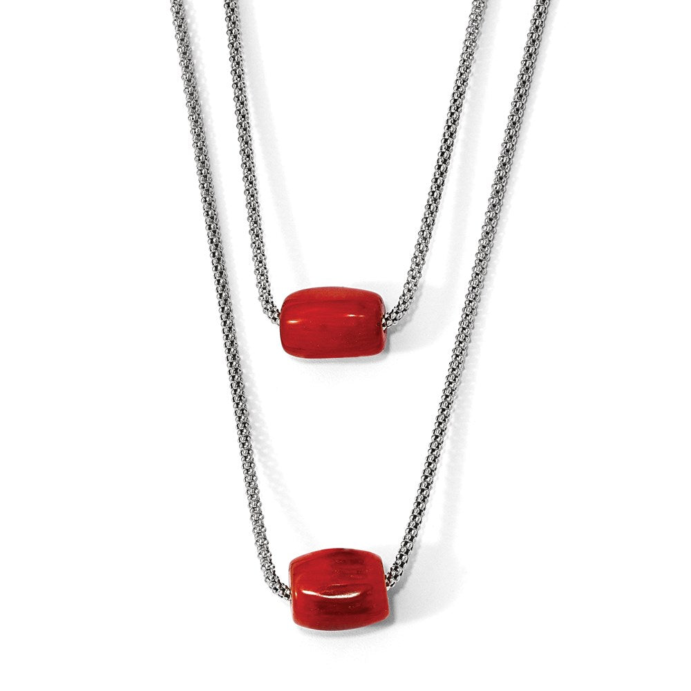 Sterlingsilber Poliert Doppelt-strand Rot Tiger Stein Halskette