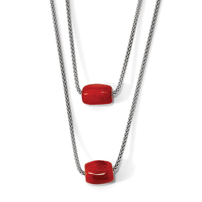 Sterlingsilber Poliert Doppelt-strand Rot Tiger Stein Halskette