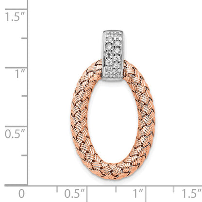 Sterlingsilber Rhodiniert-plate Roségold -plate Zirkonia Geflochten Oval Anhänger