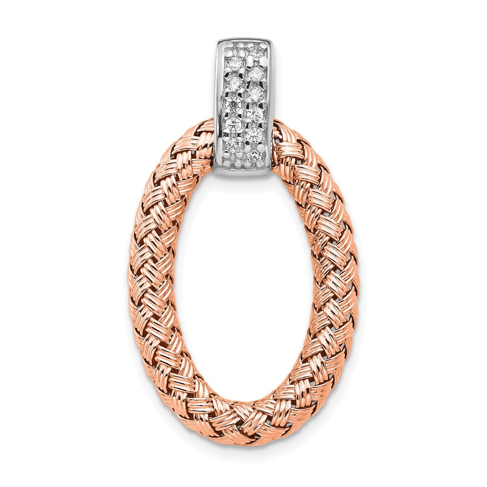 Sterlingsilber Rhodiniert-plate Roségold -plate Zirkonia Geflochten Oval Anhänger