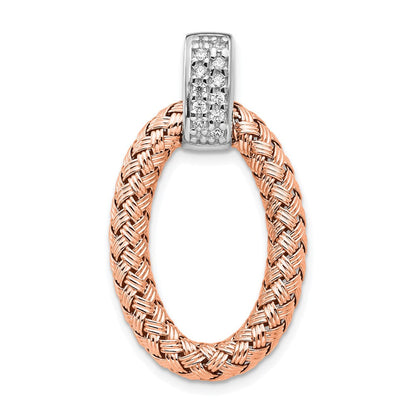 Sterlingsilber Rhodiniert-plate Roségold -plate Zirkonia Geflochten Oval Anhänger