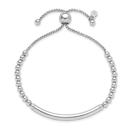 Sterlingsilber Rhodiniert Poliert Gekugelt Verstellbar Armband