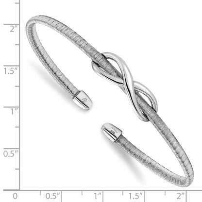 Sterlingsilber & Rhodium Strukturiert Unendlichkeit Manschette Armreif