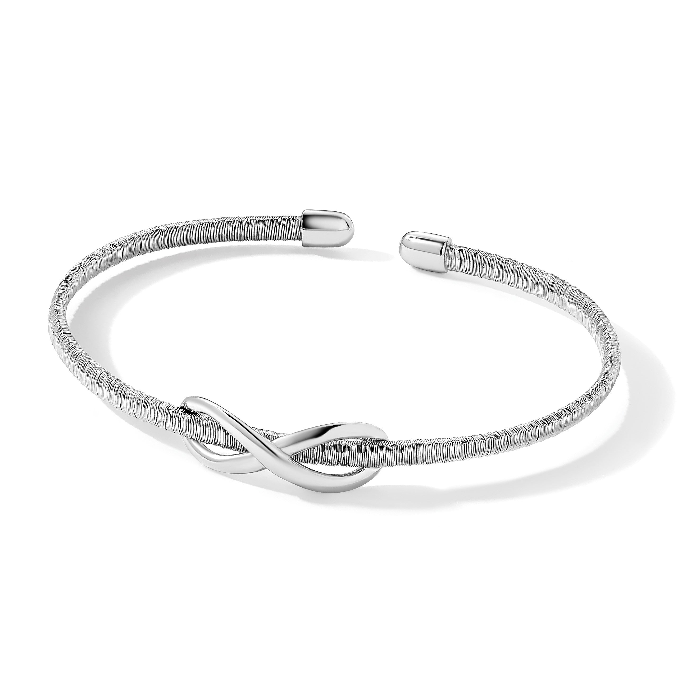 Sterlingsilber & Rhodium Strukturiert Unendlichkeit Manschette Armreif