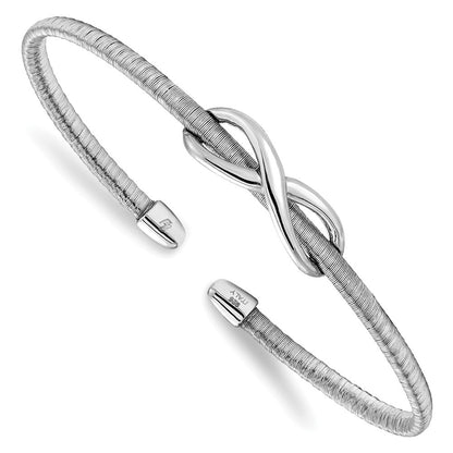 Sterlingsilber & Rhodium Strukturiert Unendlichkeit Manschette Armreif