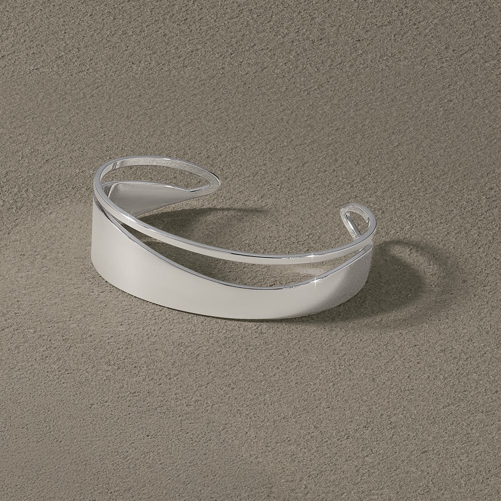 Sterlingsilber Rhodiniert Poliert Fantasie Manschette Armreif