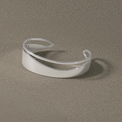 Sterlingsilber Rhodiniert Poliert Fantasie Manschette Armreif