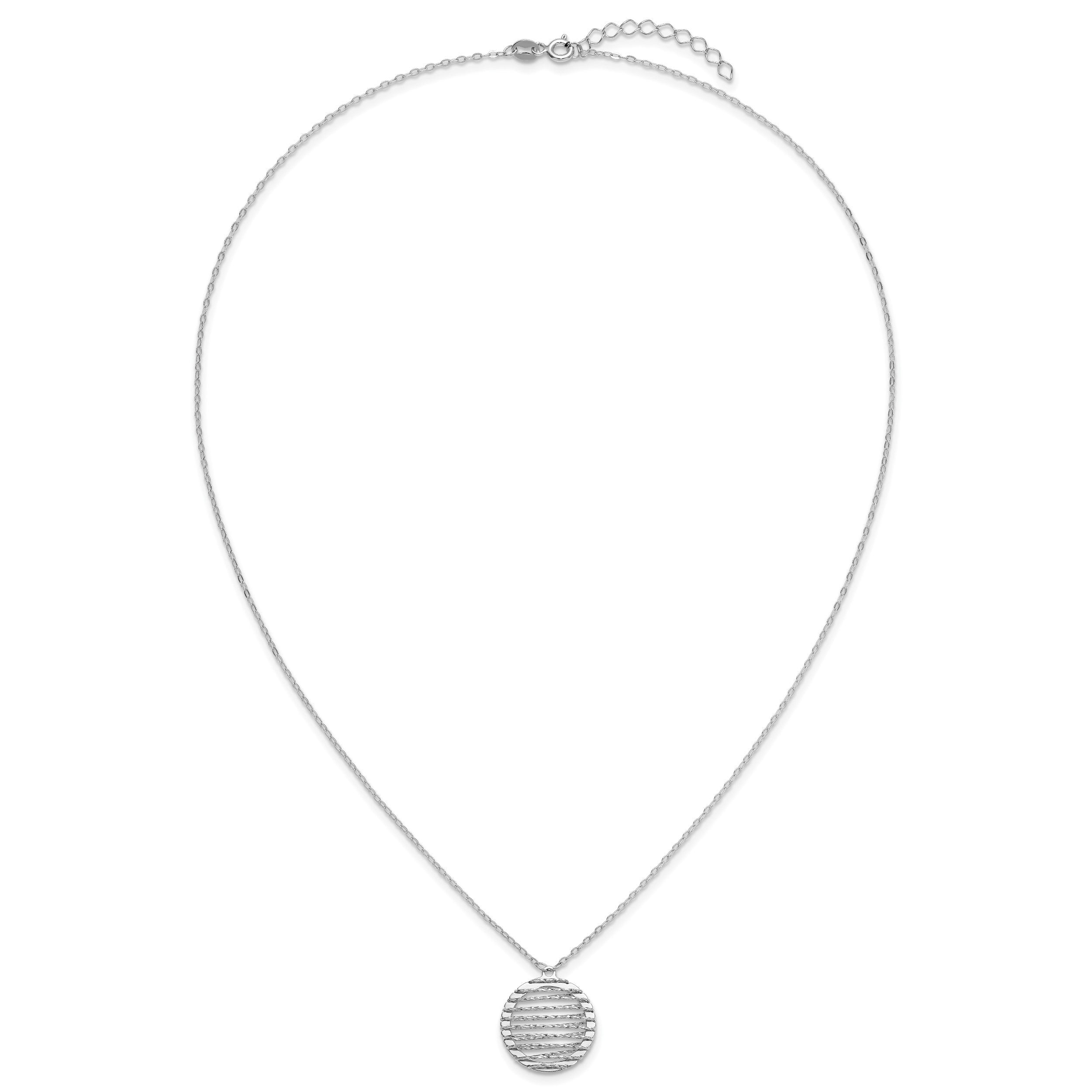 Sterlingsilber Rhodiniert Platin Pol/dia Schliff Kreis 1 Zoll Verlängerung. Halskette