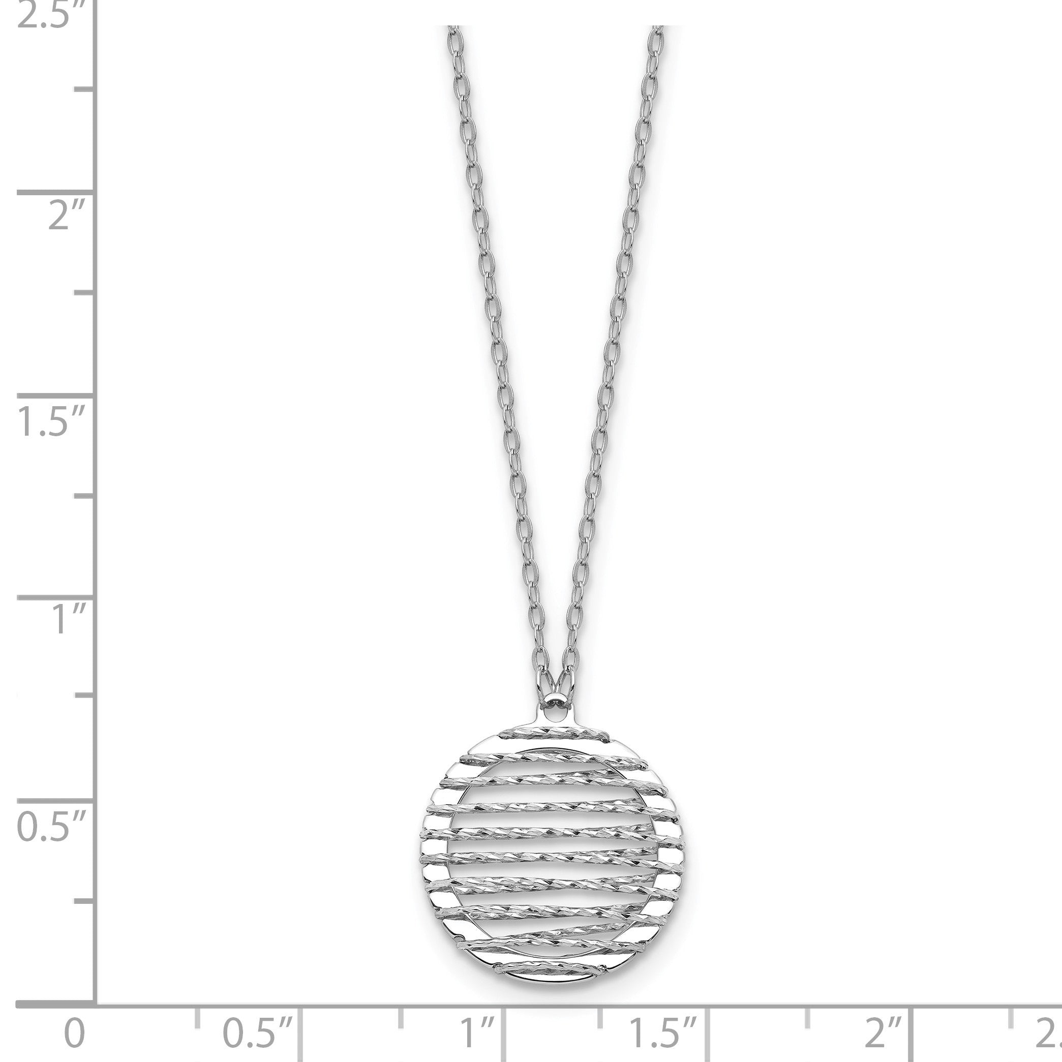 Sterlingsilber Rhodiniert Platin Pol/dia Schliff Kreis 1 Zoll Verlängerung. Halskette
