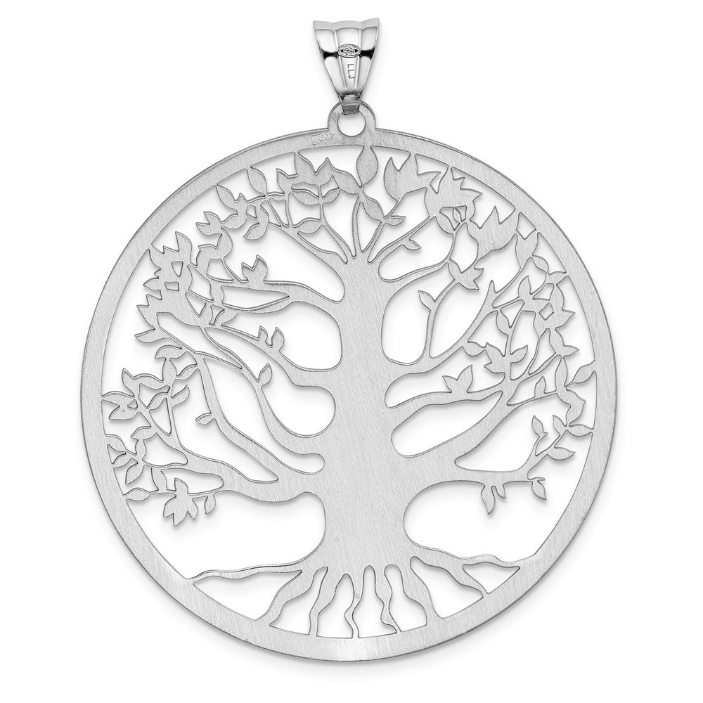 Sterlingsilber Rhodiniert Poliert/dia Schliff Baum Of Leben Anhänger