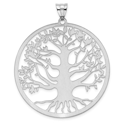Sterlingsilber Rhodiniert Poliert/dia Schliff Baum Of Leben Anhänger