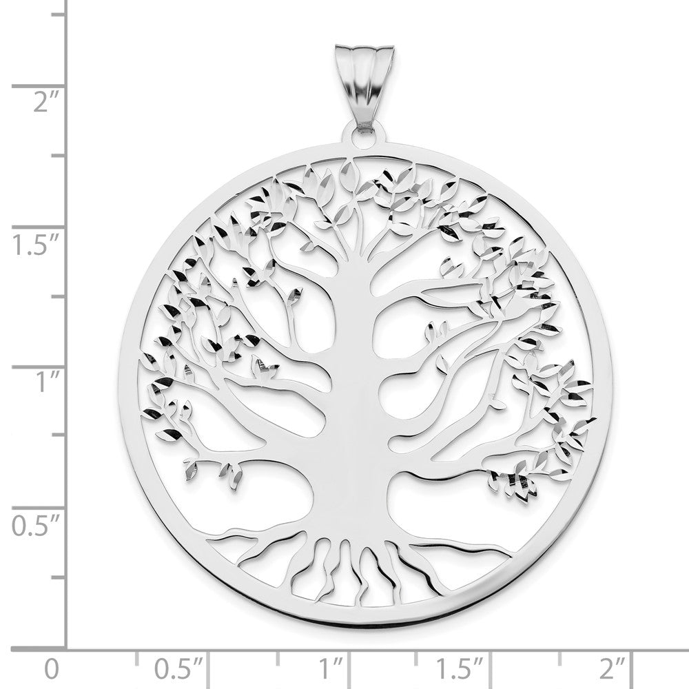 Sterlingsilber Rhodiniert Poliert/dia Schliff Baum Of Leben Anhänger