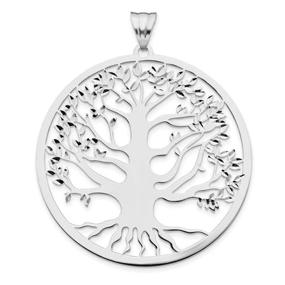 Sterlingsilber Rhodiniert Poliert/dia Schliff Baum Of Leben Anhänger
