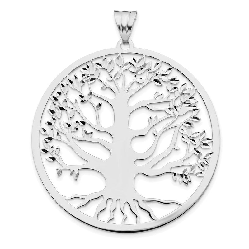 Sterlingsilber Rhodiniert Poliert/dia Schliff Baum Of Leben Anhänger