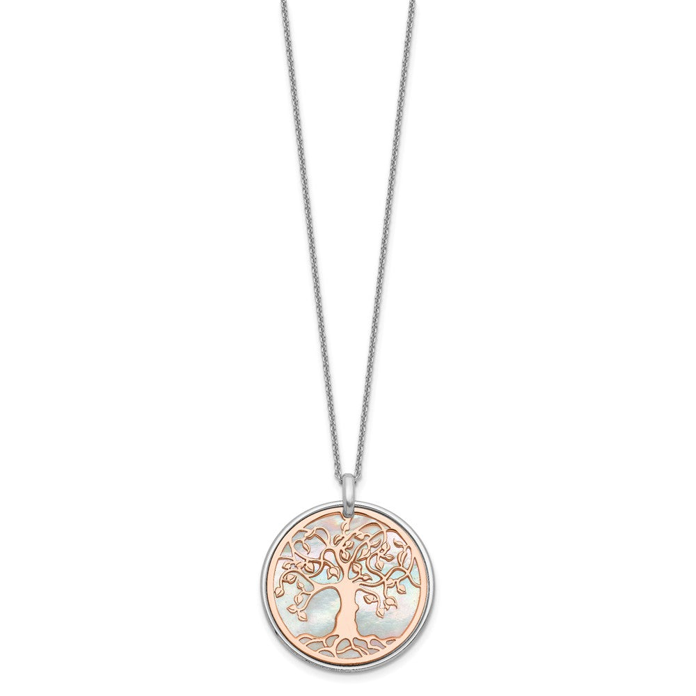 Sterlingsilber & Roséfarben Perlmutt Baum Of Leben 1 Zoll Verlängerung. Halskette