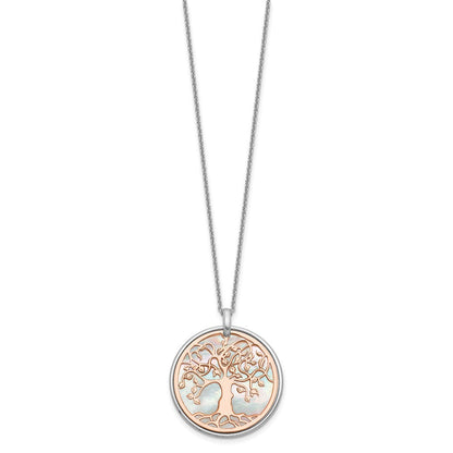 Sterlingsilber & Roséfarben Perlmutt Baum Of Leben 1 Zoll Verlängerung. Halskette