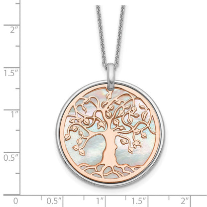 Sterlingsilber & Roséfarben Perlmutt Baum Of Leben 1 Zoll Verlängerung. Halskette