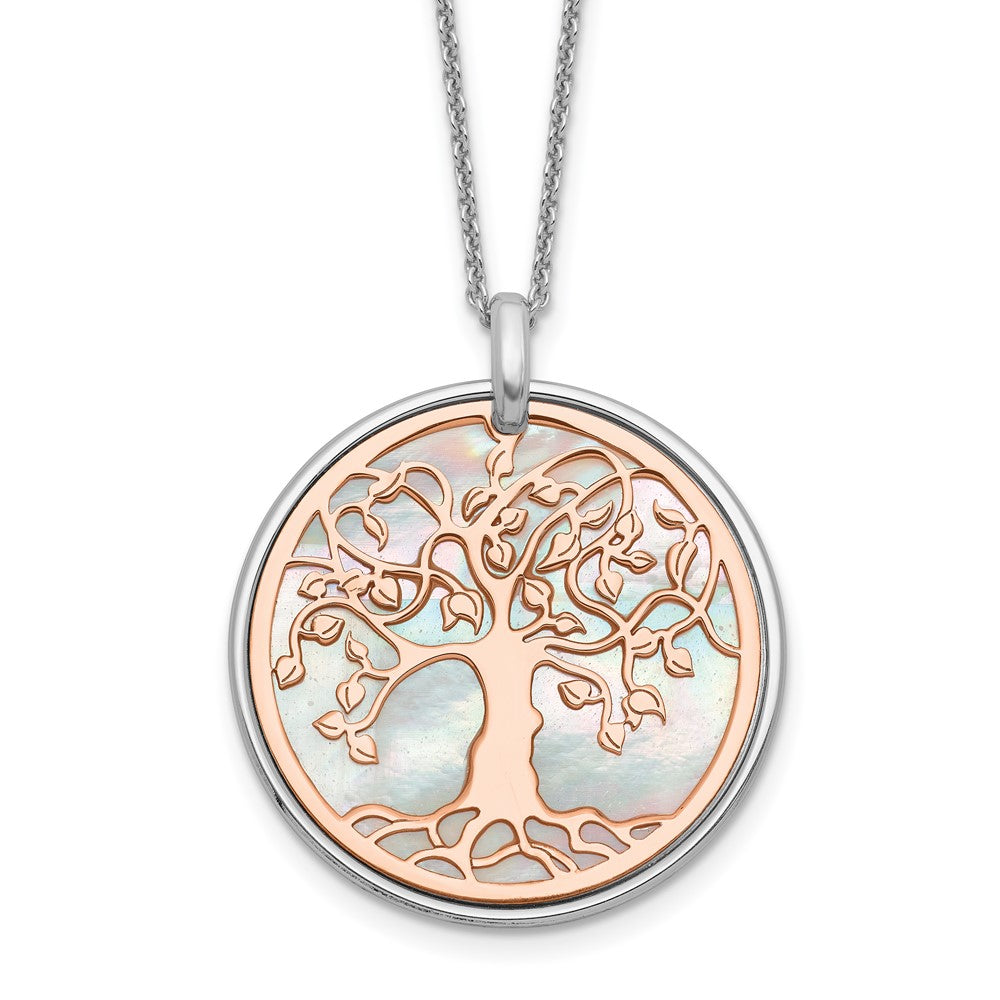 Sterlingsilber & Roséfarben Perlmutt Baum Of Leben 1 Zoll Verlängerung. Halskette